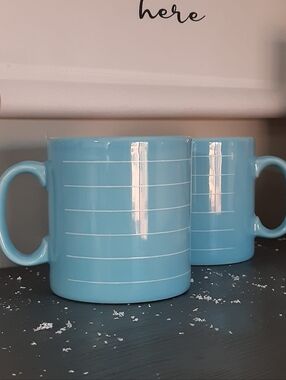 Blue Ceramic Grindley England Mug Set with Subtle White Stripe - Home Dining
